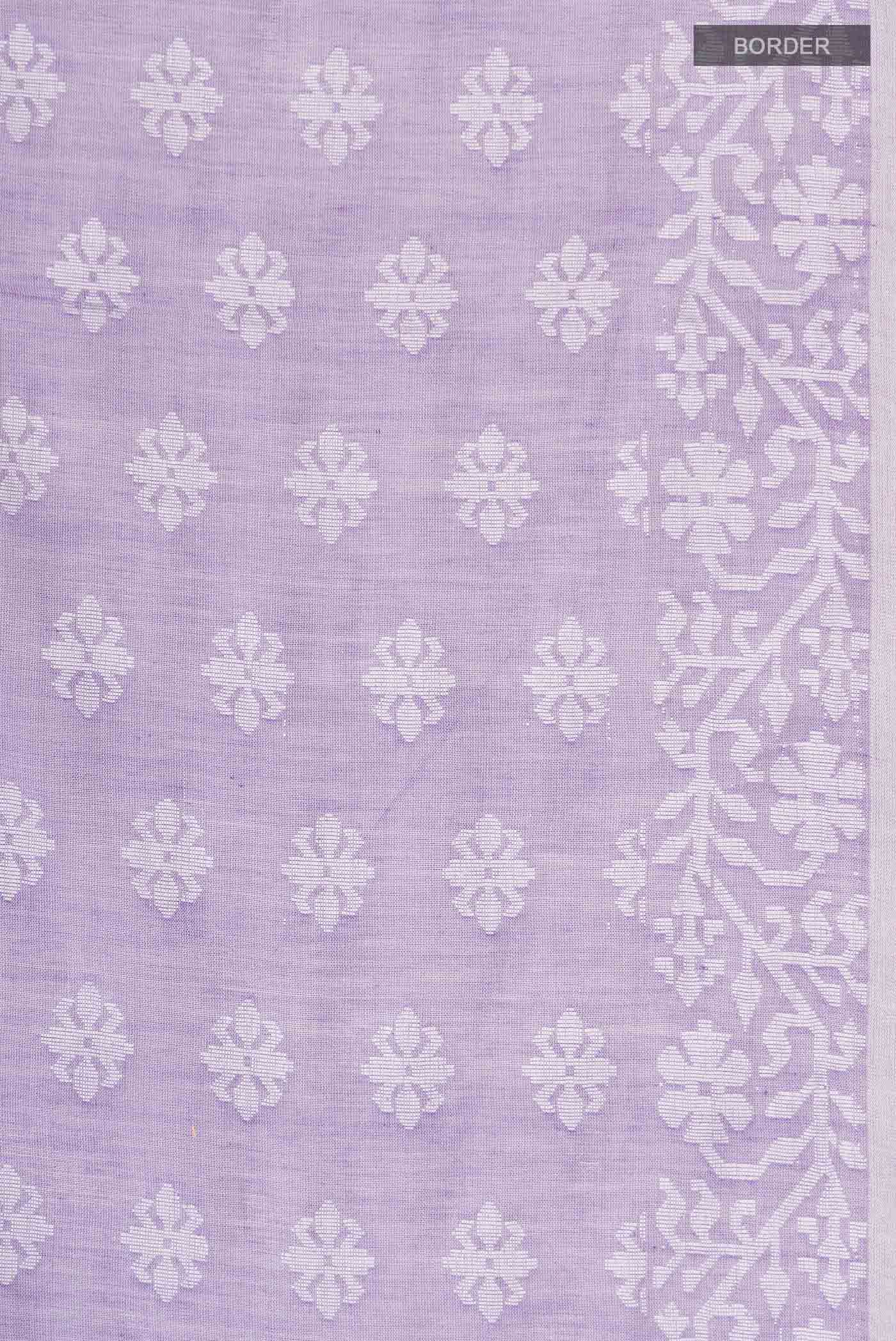 Border image of Lavender Bengal Cotton Saree with Jamdani on the body and Thread Border