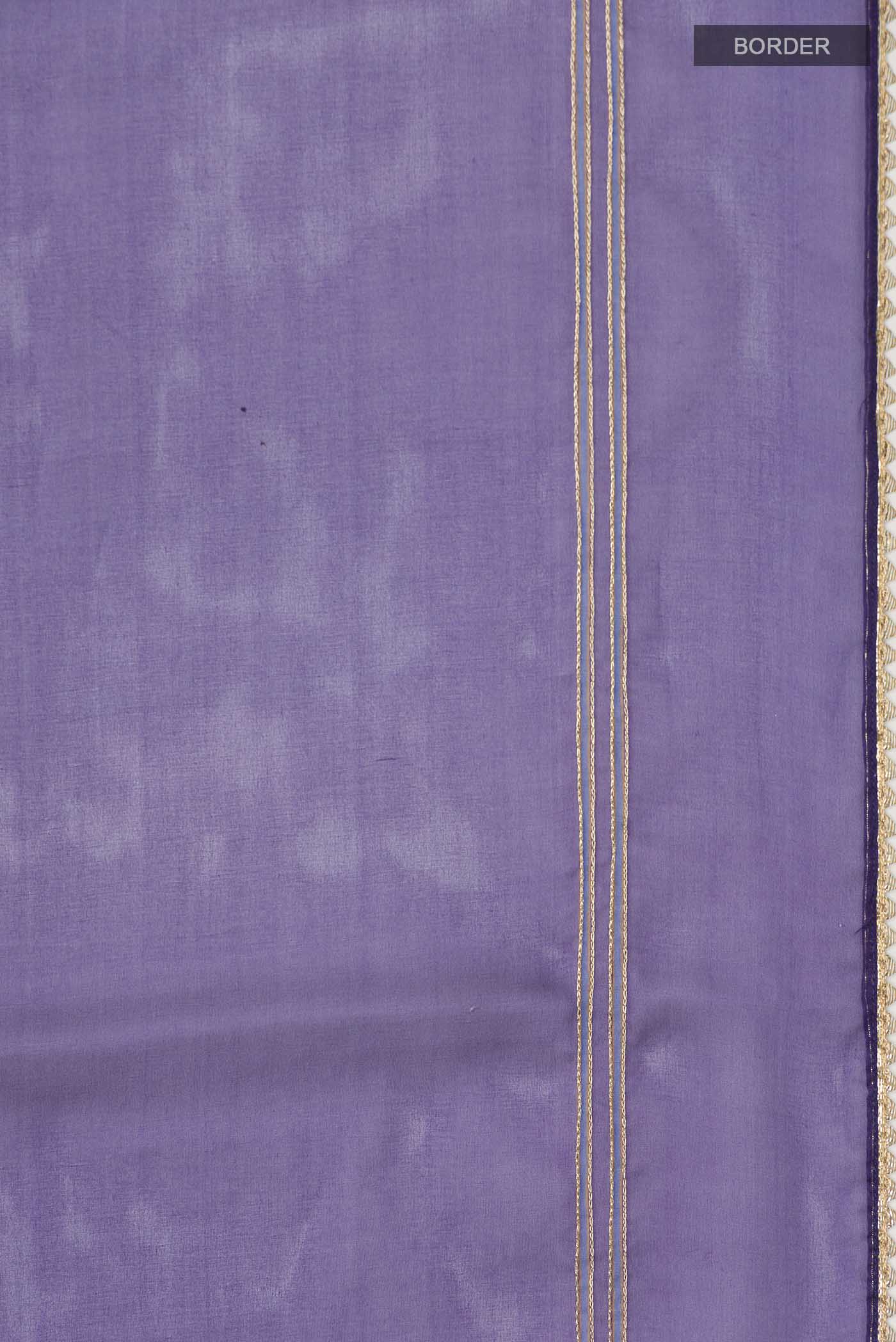 Border image of Navy Blue Organza Silk Saree with Plain Body and Embroidery Border