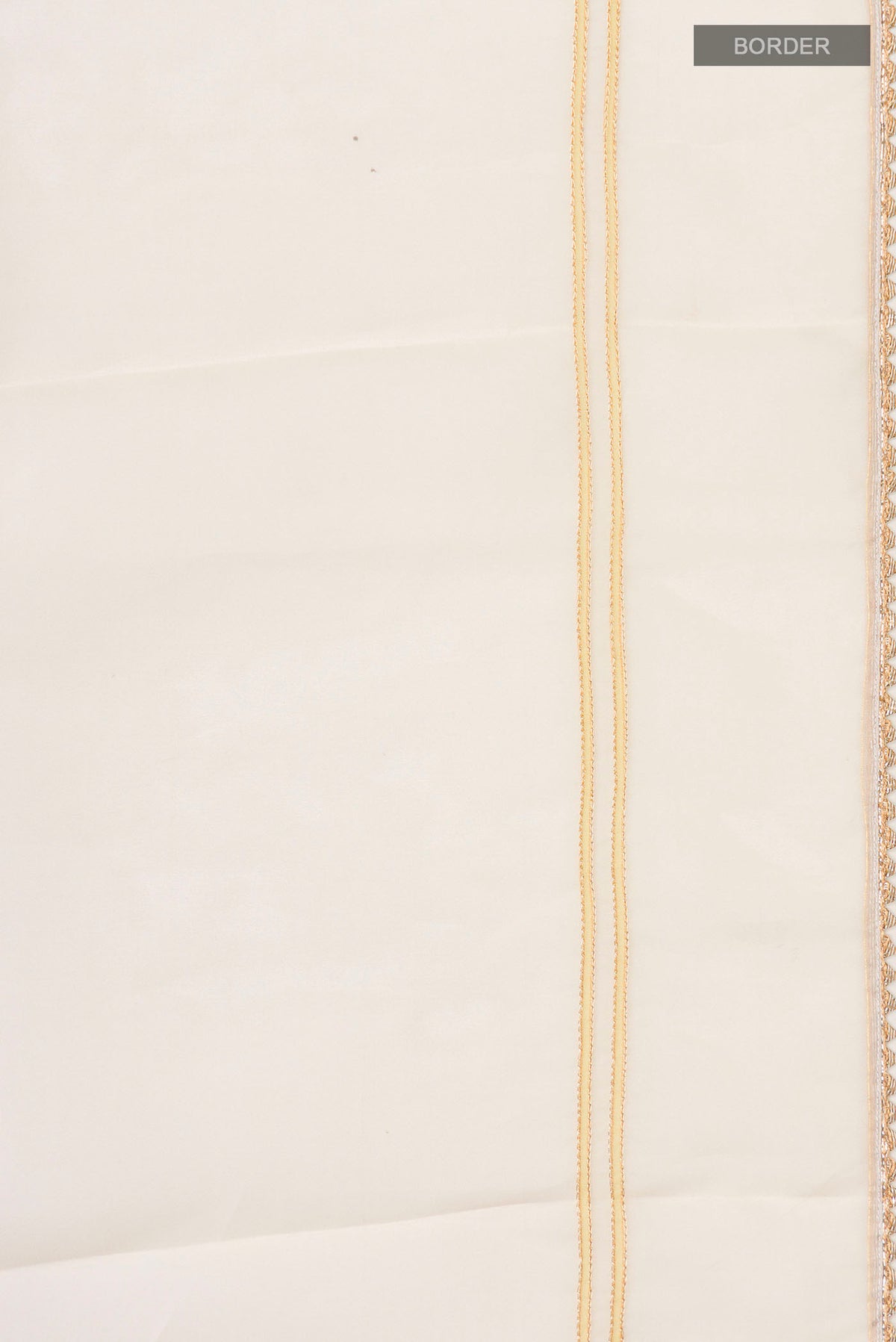 Border image of Cream Organza Silk Saree with Plain Body and Embroidery Border
