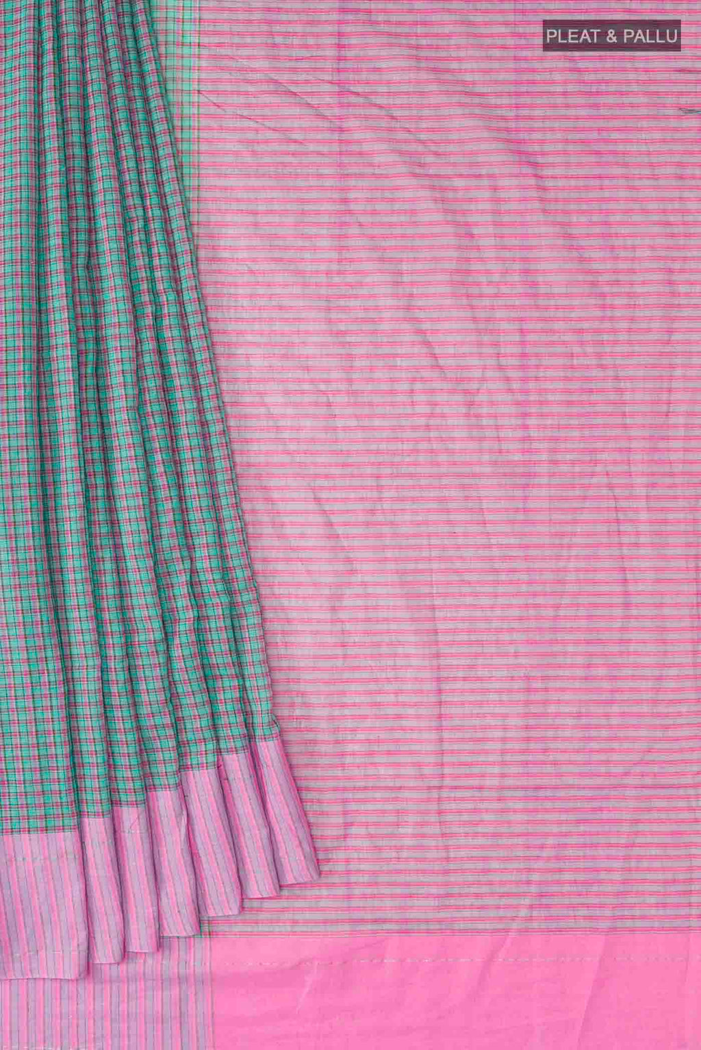 Pleats and pallu of Patang features fine multi-coloured checks woven using four harmonious hues, creating a lively yet balanced design Translating to ?te)n Hindi, the saree reflects the light, easy spirit of a patang gliding across an open sky The border and pallu are minimal, finished with delicate zari accents that add subtle richness With its balanced play of colour, it makes for a breathable, comfortable drape