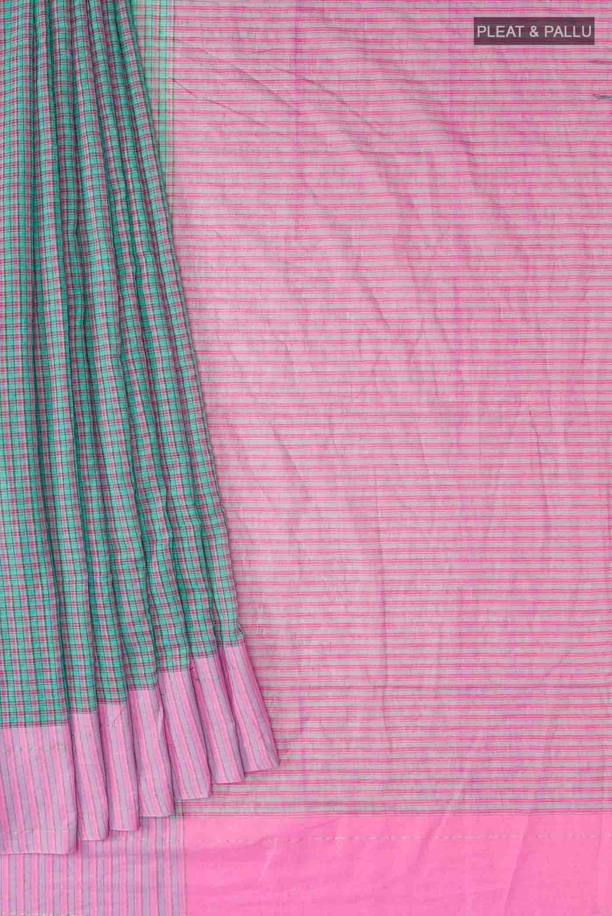Pleats and pallu of Patang features fine multi-coloured checks woven using four harmonious hues, creating a lively yet balanced design Translating to ?te)n Hindi, the saree reflects the light, easy spirit of a patang gliding across an open sky The border and pallu are minimal, finished with delicate zari accents that add subtle richness With its balanced play of colour, it makes for a breathable, comfortable drape