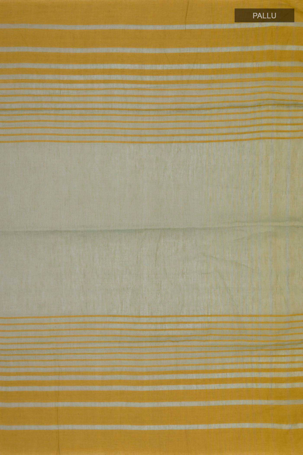 Close up image of the pallu of Titli, framed with proportioned stripes that gradually narrow towards the body, bringing together a vibrant palette in harmony Where the border and pallu stripes meet, tiny checks appear, evoking abstract butterflies - delicate creatures of spring and summer The plain body offers soft contrast, allowing the colours to shine On the pallu, these stripes return as subtle checks, adding a light, balanced finish