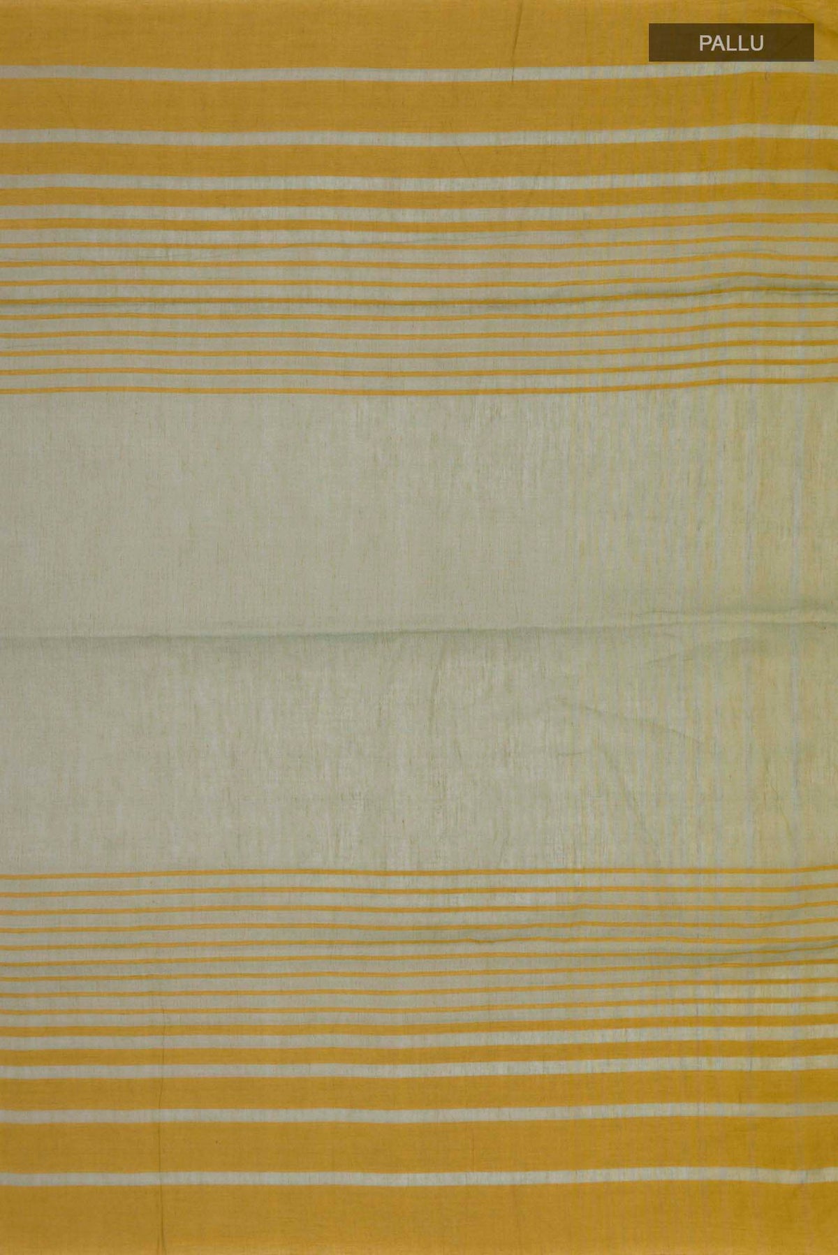Close up image of the pallu of Titli, framed with proportioned stripes that gradually narrow towards the body, bringing together a vibrant palette in harmony Where the border and pallu stripes meet, tiny checks appear, evoking abstract butterflies - delicate creatures of spring and summer The plain body offers soft contrast, allowing the colours to shine On the pallu, these stripes return as subtle checks, adding a light, balanced finish