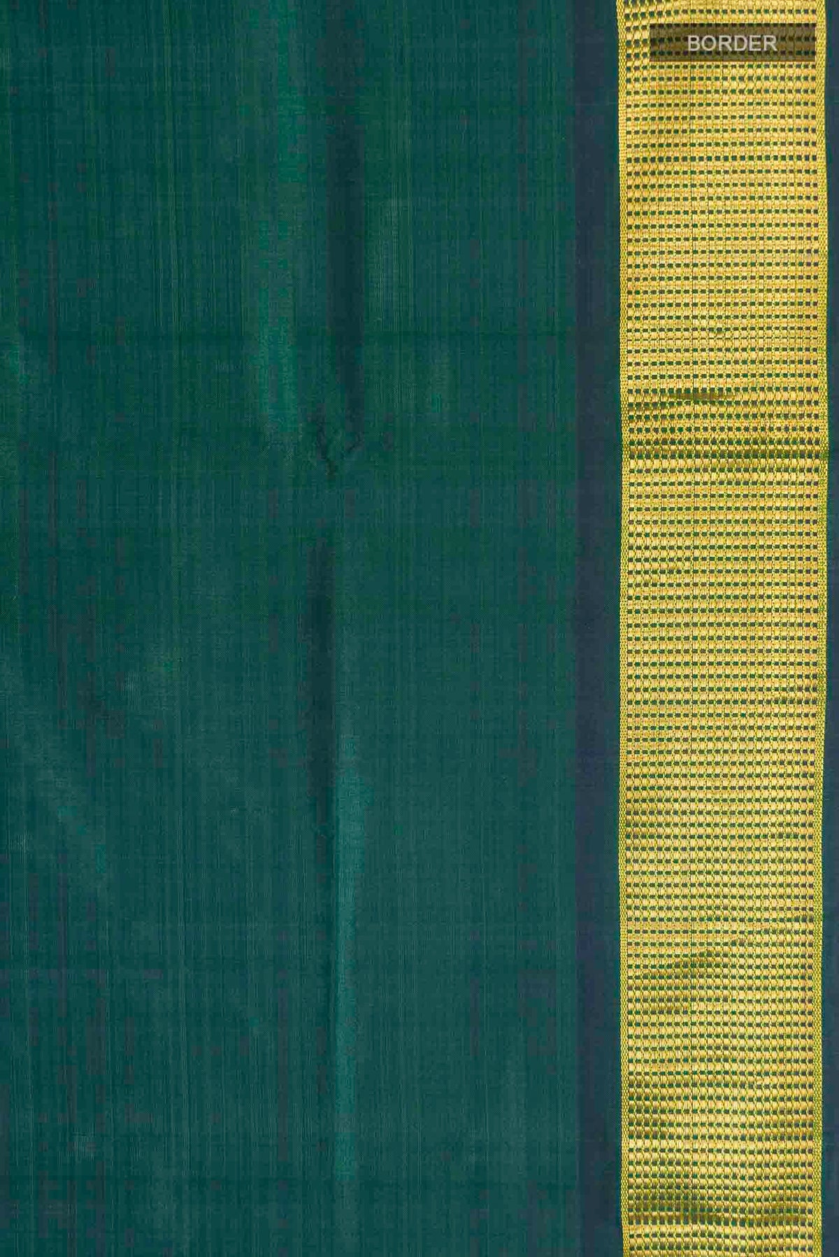 Border image of Green Kanchipuram Silk Nine Yards Saree with Plain Body and Zari Border