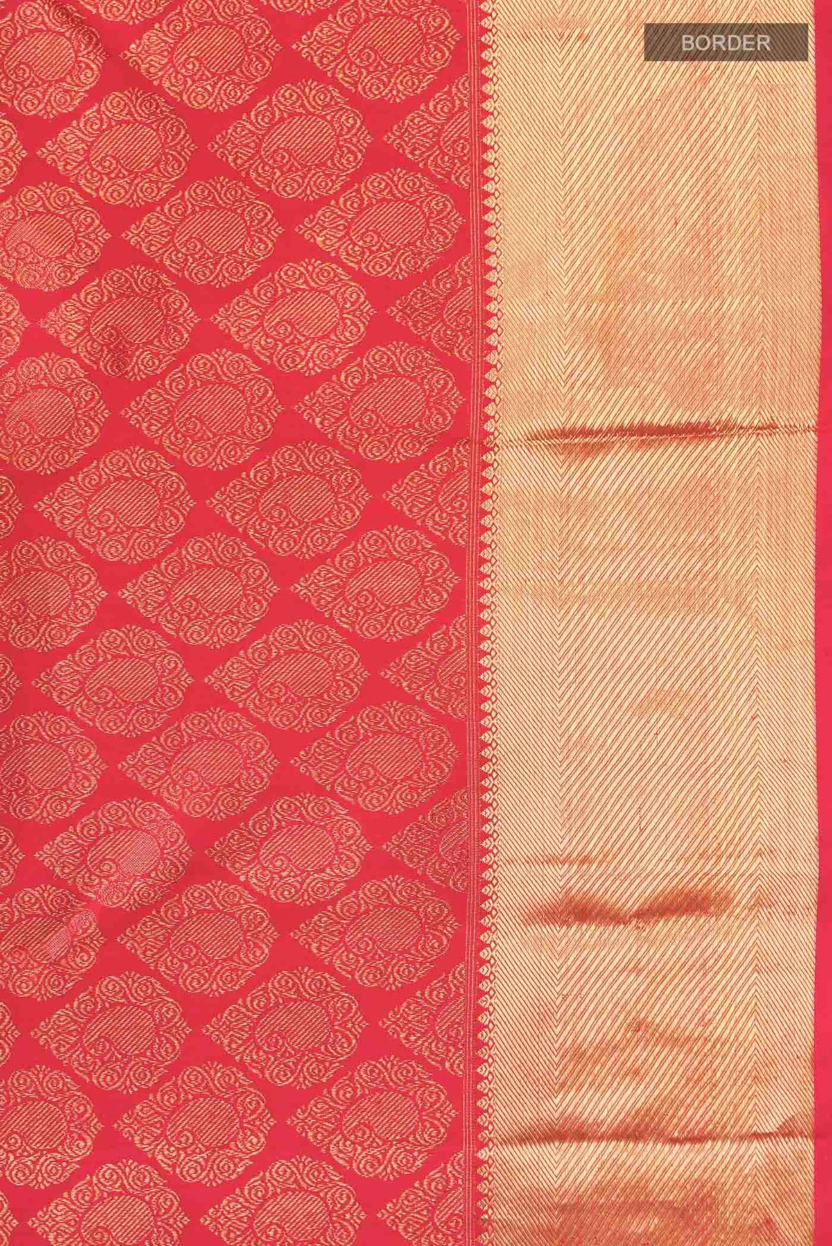 Border image of Pure Silk Pure Zari Red with Pink Color Kanchipuram Saree with Zari Brocade on the body and Zari Border