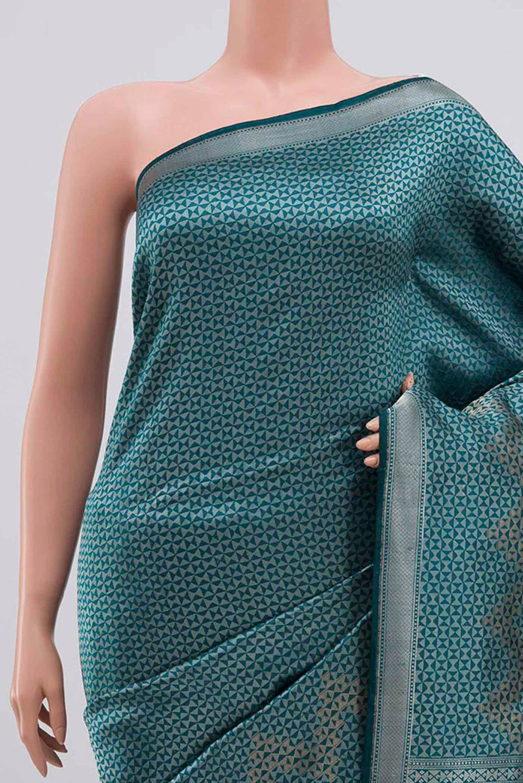 Border image of Turquoise Banarasi Katan Silk Saree with Zari Brocade on the body and Zari Border