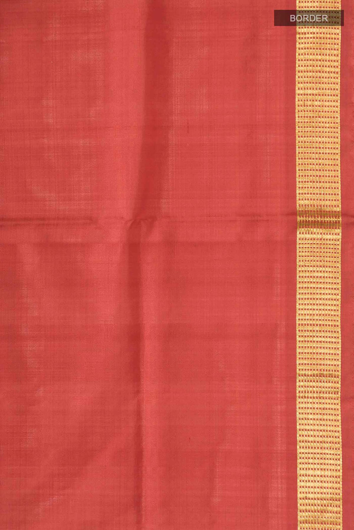 Border image of Rust Kanchipuram Silk Nine Yards Saree with Plain Body and Zari Border