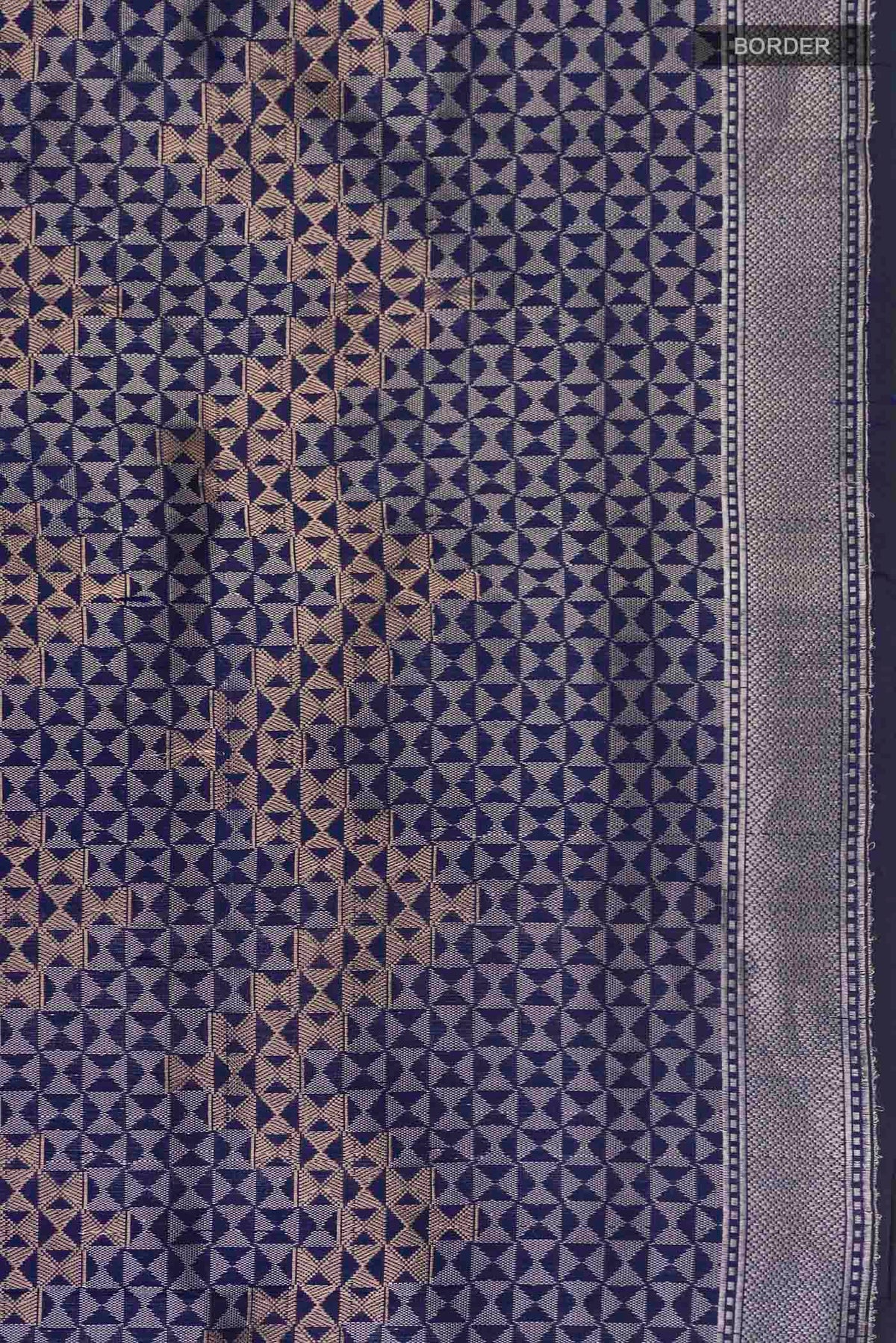 Border image of Navy Blue Banarasi Katan Silk Saree with Zari Butta on the body and Zari Border