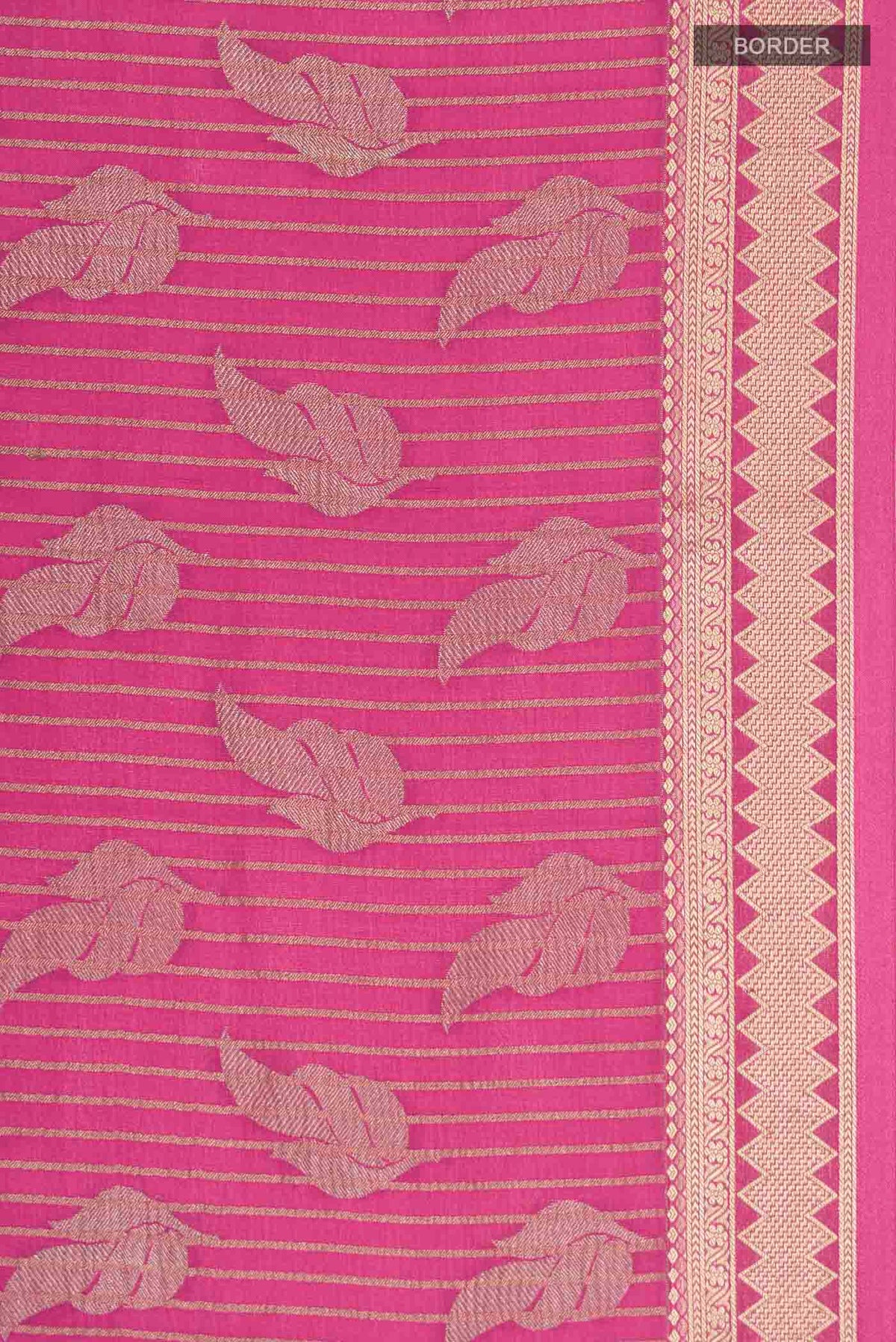 Border image of Pink Mysore Crepe Saree with Zari Butta on the body and Zari Border