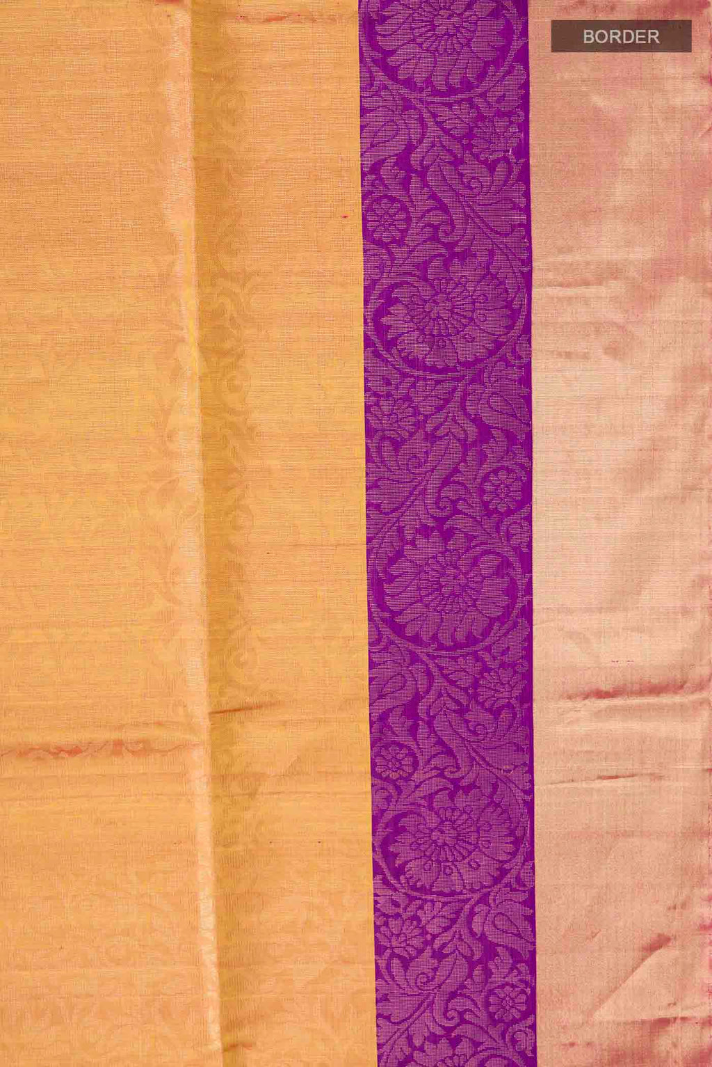 Border image of Yellow with Pink Color Soft Silk Saree with Zari Brocade on the body and Zari Border