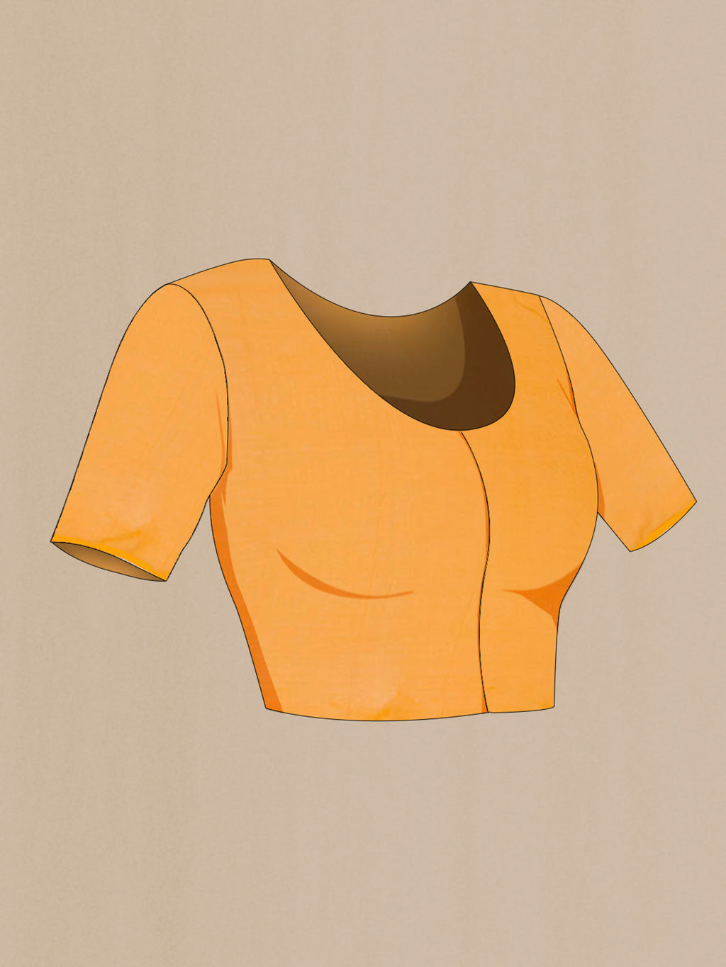 Close up image of the blouse of Yellow Banarasi Georgette Saree with Zari Brocade on the body and Zari Border. 