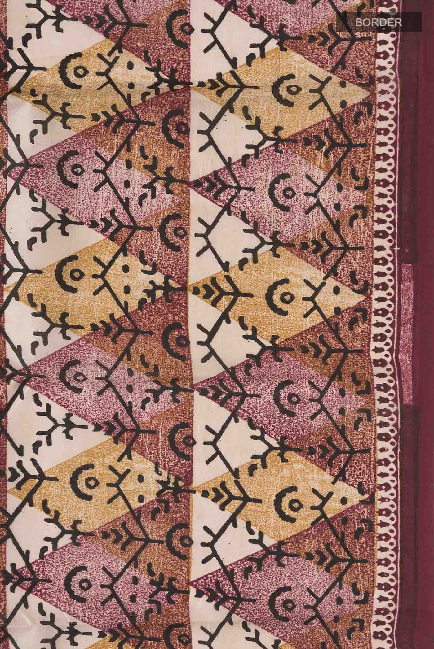 Border image of Mauve Printed Silk Saree with Printed design on the body and Plain Border