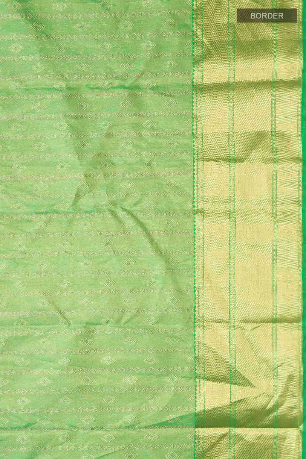 Border image of Green Kanchipuram Silk Saree with Zari Butta on the body and Zari Border