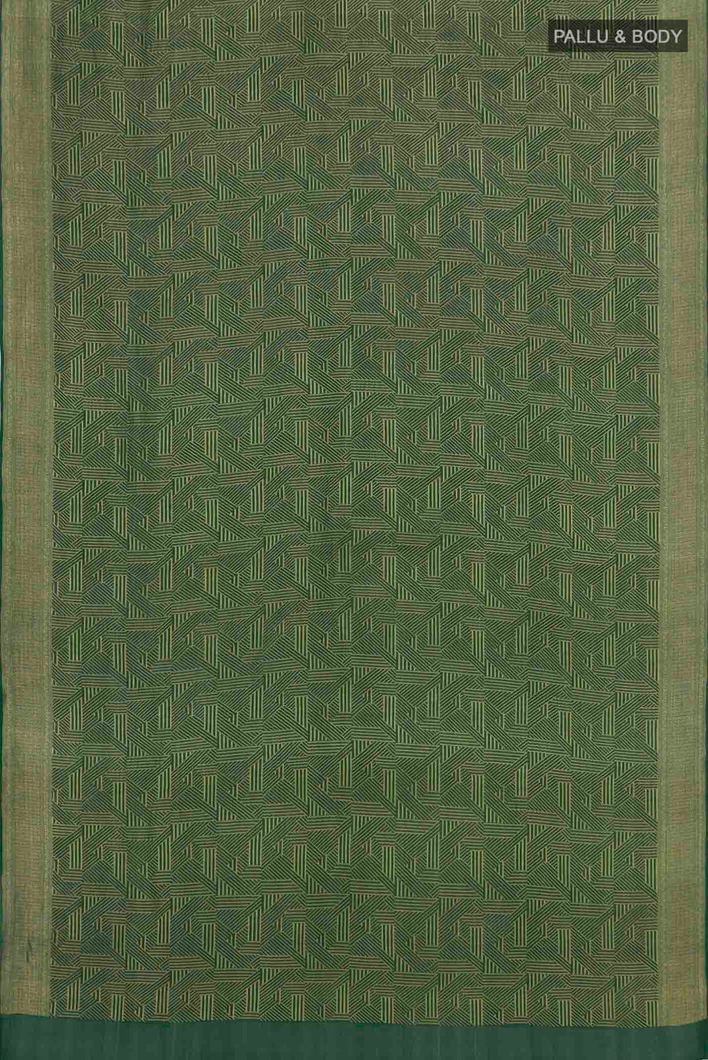 Flat view of Bottle Green Mysore Crepe Saree with Zari Brocade on the body and Zari Border