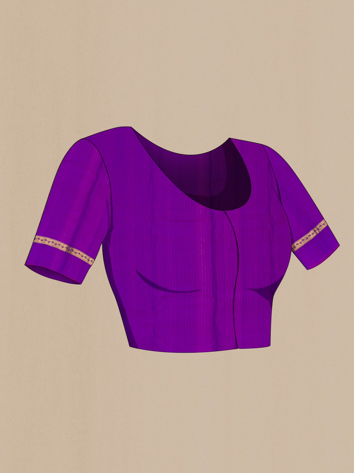 Close up image of the blouse of Blue Kanchipuram Silk Saree with Jacquard design on the body and Thin Zari Line. 