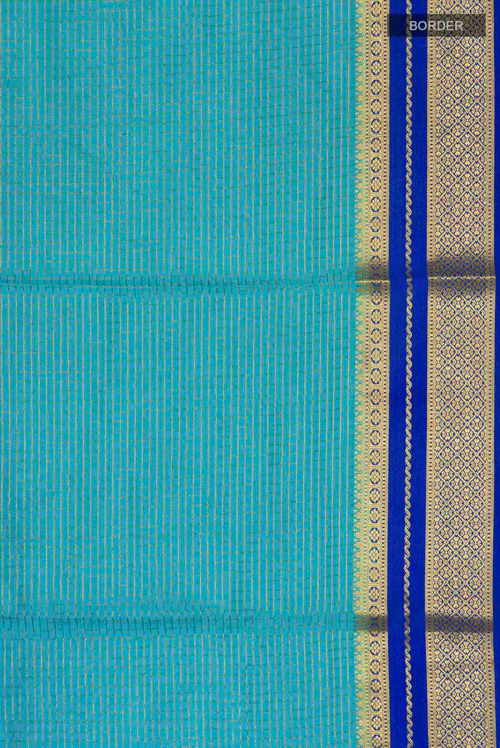 Border image of Multi Color Mysore Crepe Saree with Stripes on the body and Zari Border