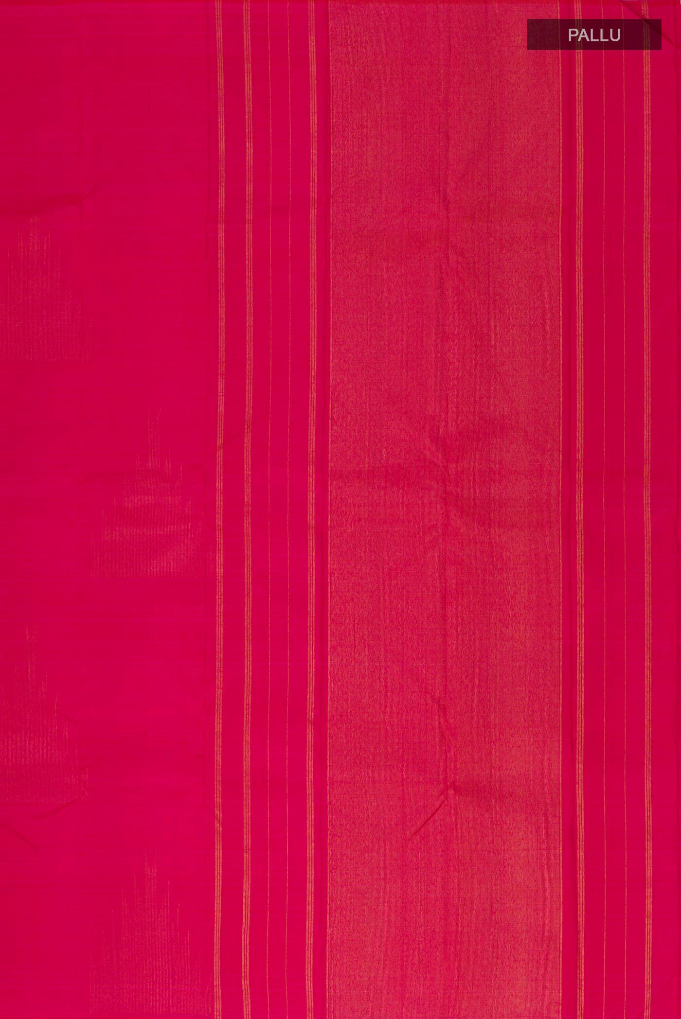 Close up image of the pallu of Pink Kanjivaram Silk Saree with Zari Butta on the body and Temple Border. 