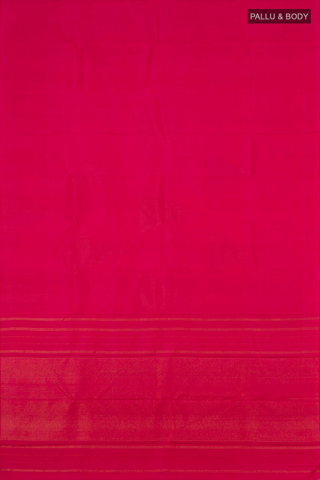Flat view of Pink Kanjivaram Silk Saree with Zari Butta on the body and Temple Border. 