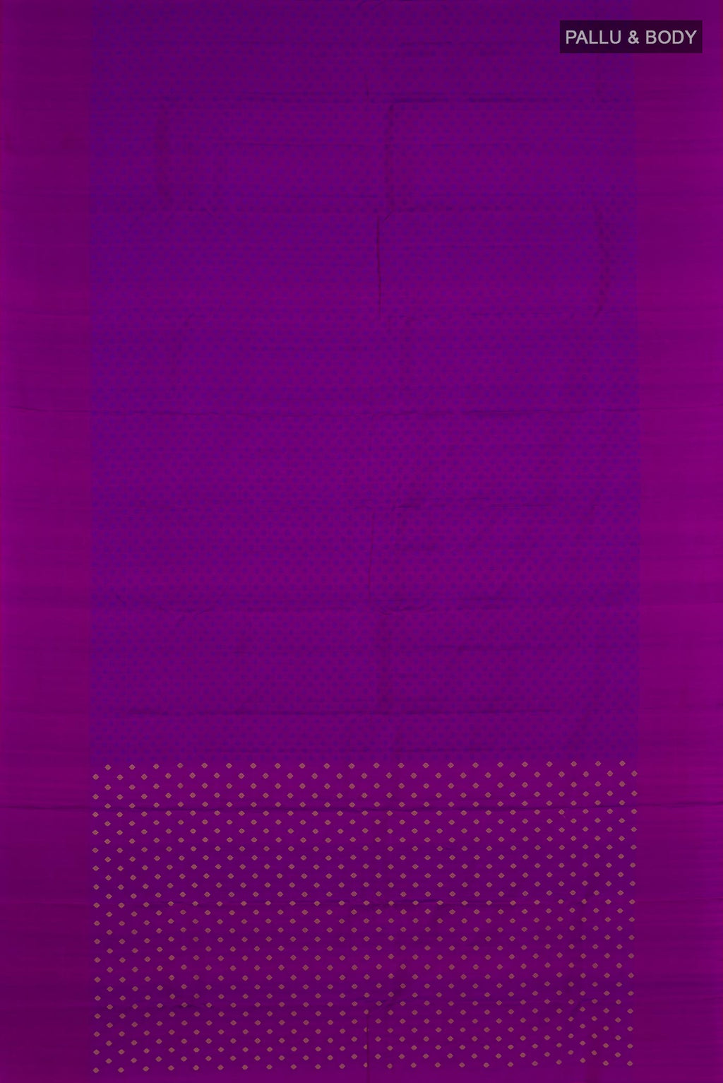 Flat view of Purple Kanjivaram Saree with Jacquard design on the body and Plain Border. 