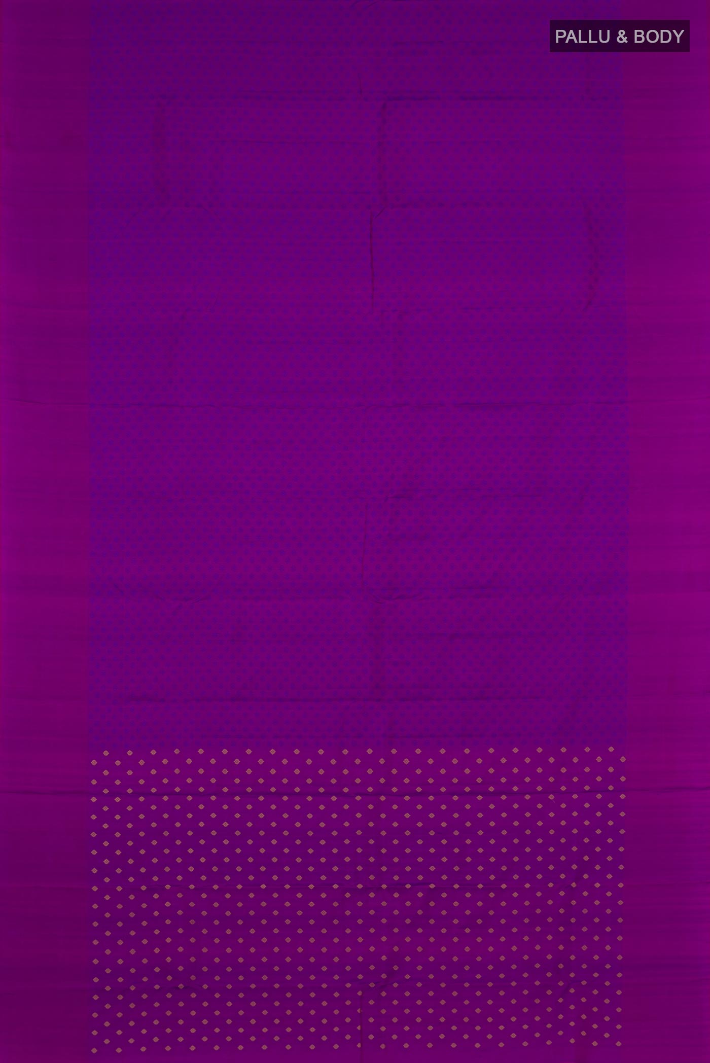 Flat view of Purple Kanjivaram Saree with Jacquard design on the body and Plain Border. 
