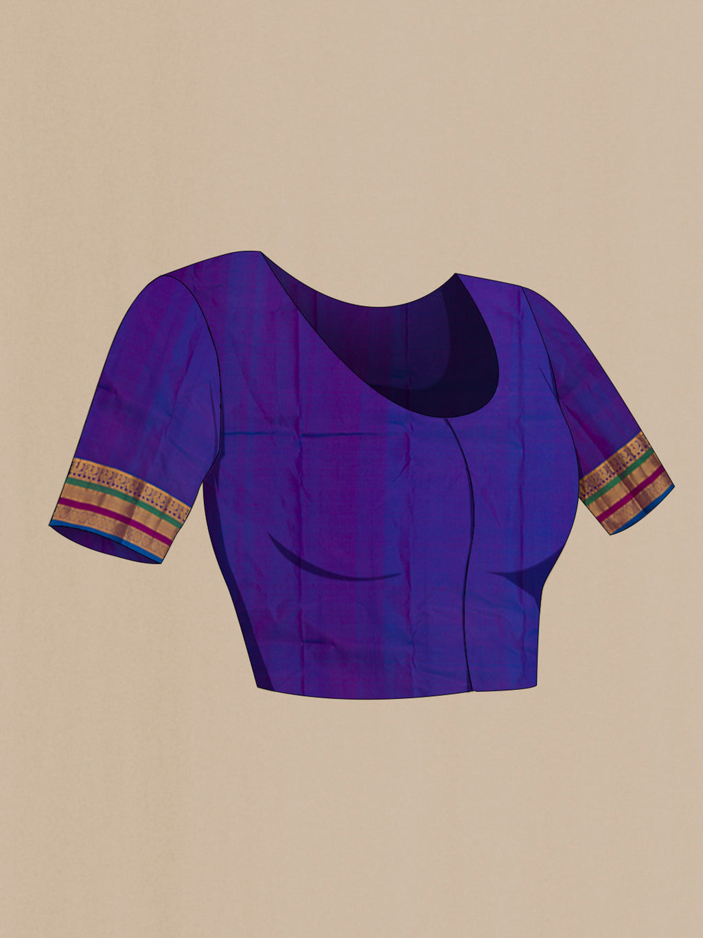 Close up image of the blouse of Pink Kanchipuram Silk Saree with Jacquard With Zari Butta on the body and Zari Border. 
