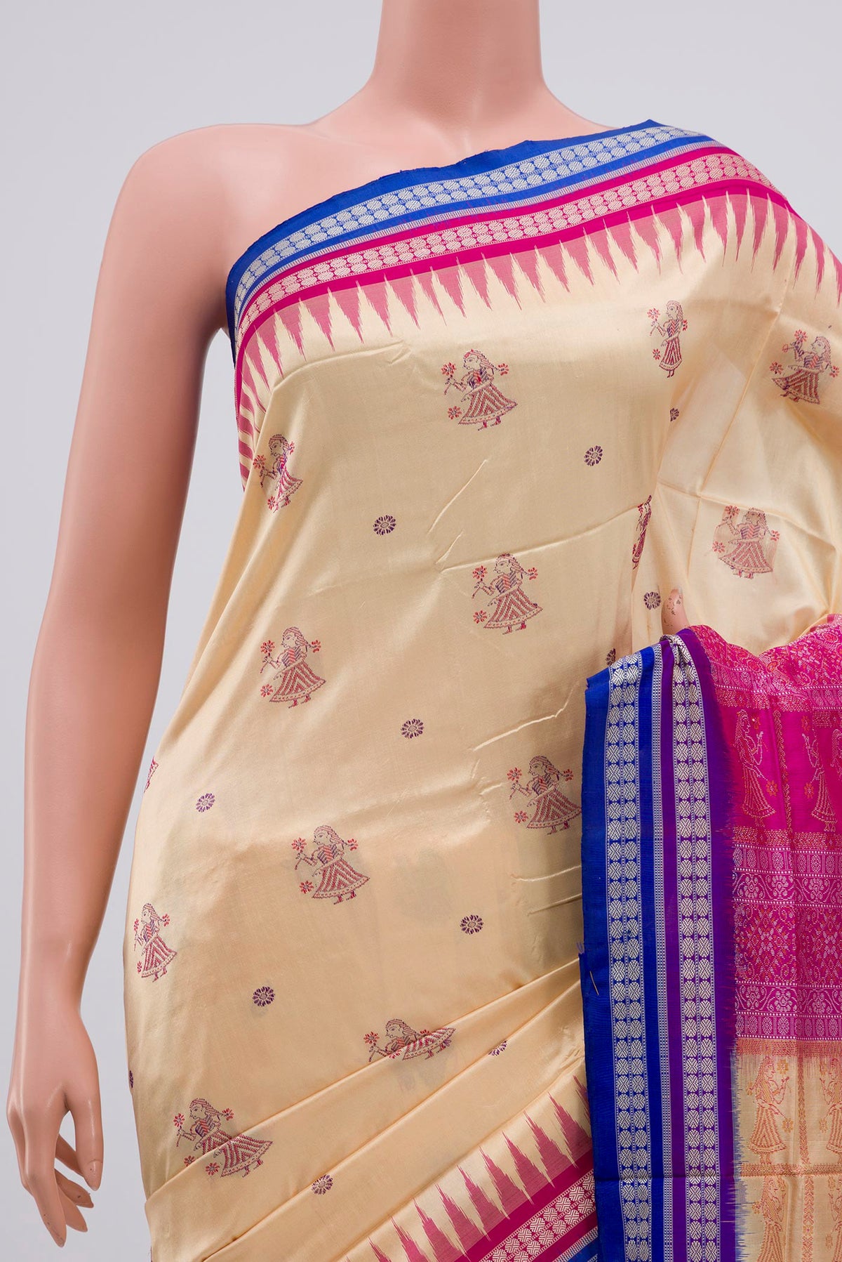 Border image of Beige Orissa Silk Saree with Thread Butta on the body and Thread Border. 