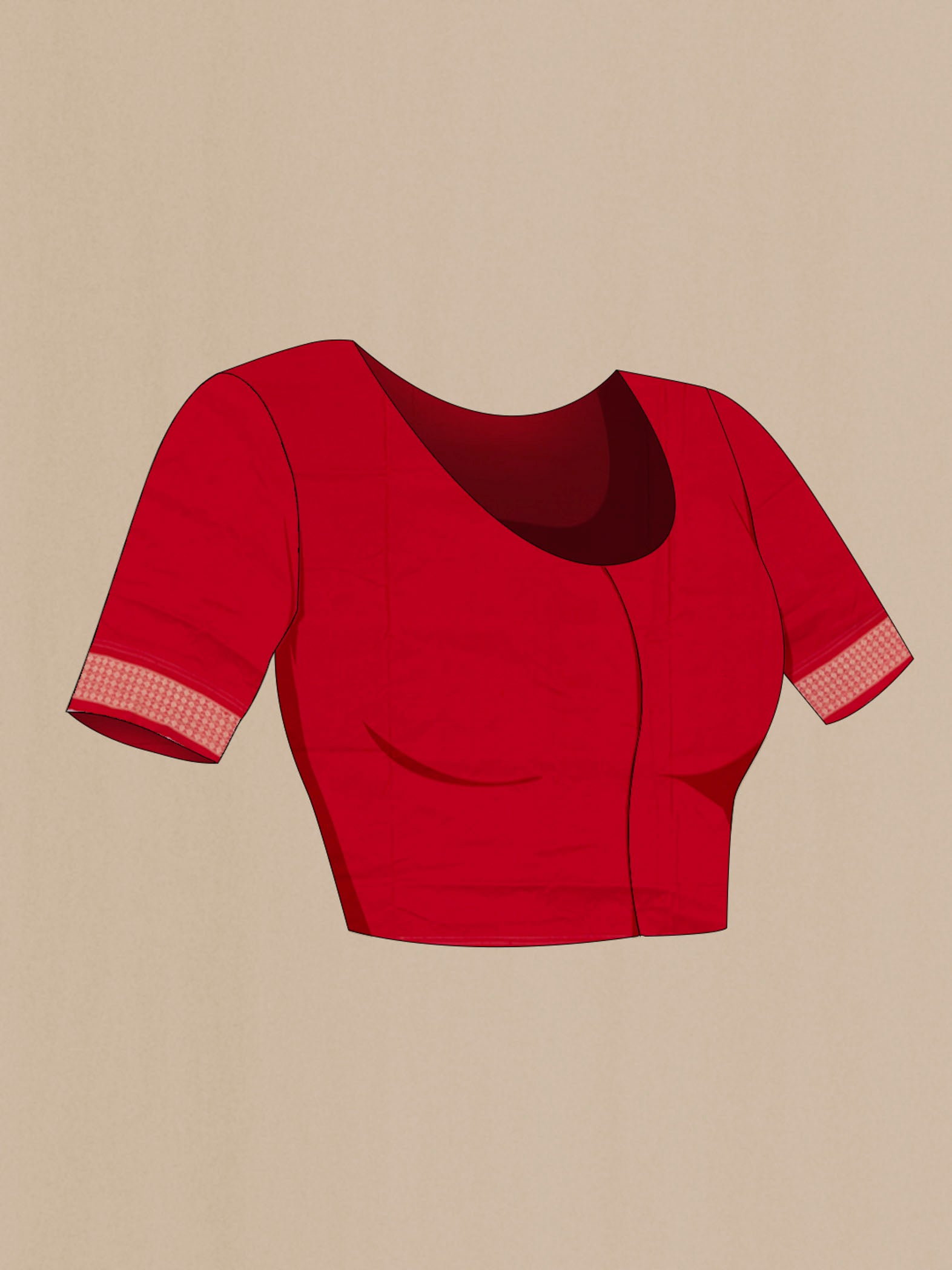 Close up image of the blouse of Coffee Brown Orissa Silk Saree with Pure Ikat on the body and Thread Border