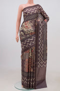 Multi Color Tussar Silk Saree with Fancy on the body and Fancy Border.  displayed on a mannequin