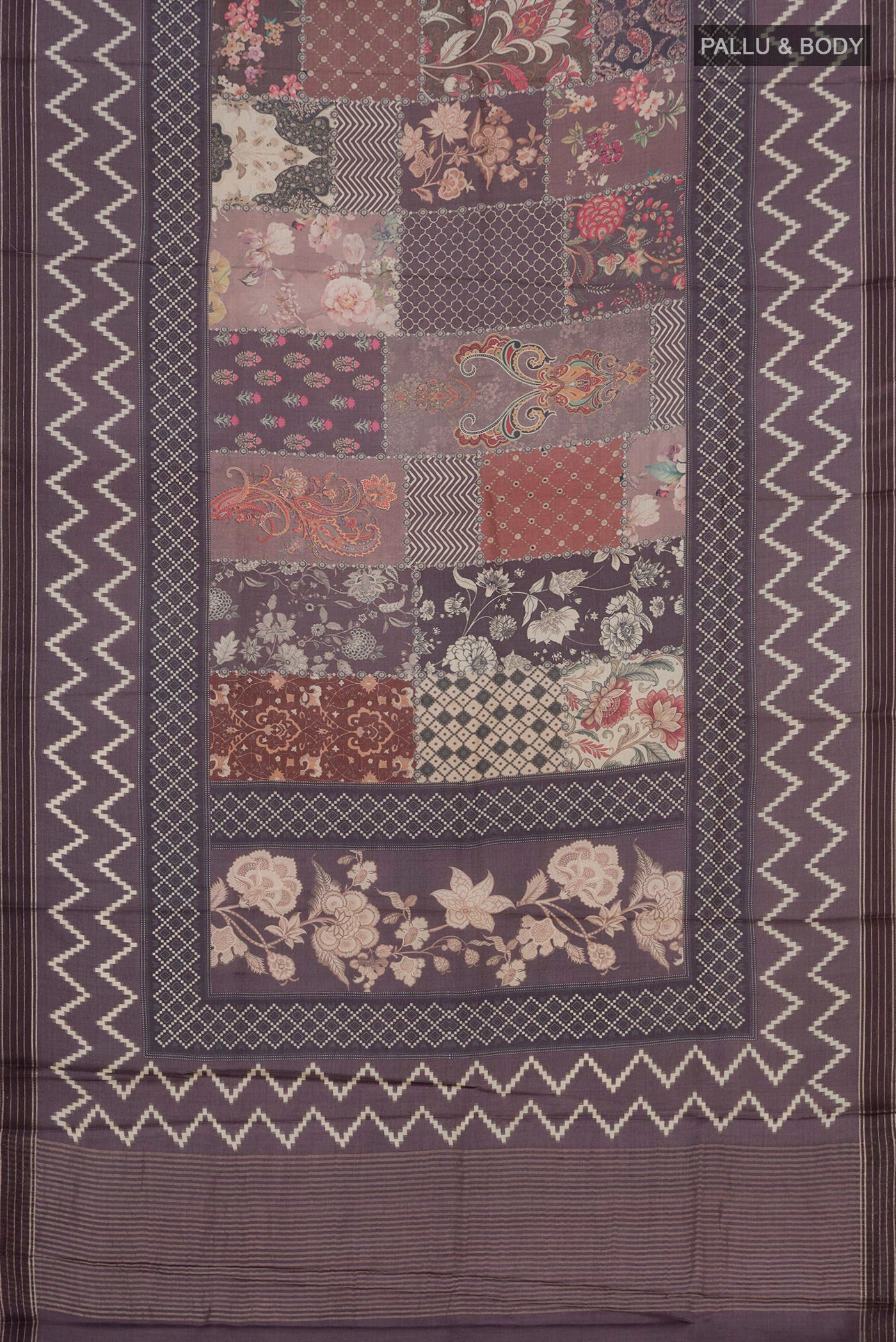 Flat view of Multi Color Tussar Silk Saree with Fancy on the body and Fancy Border. 