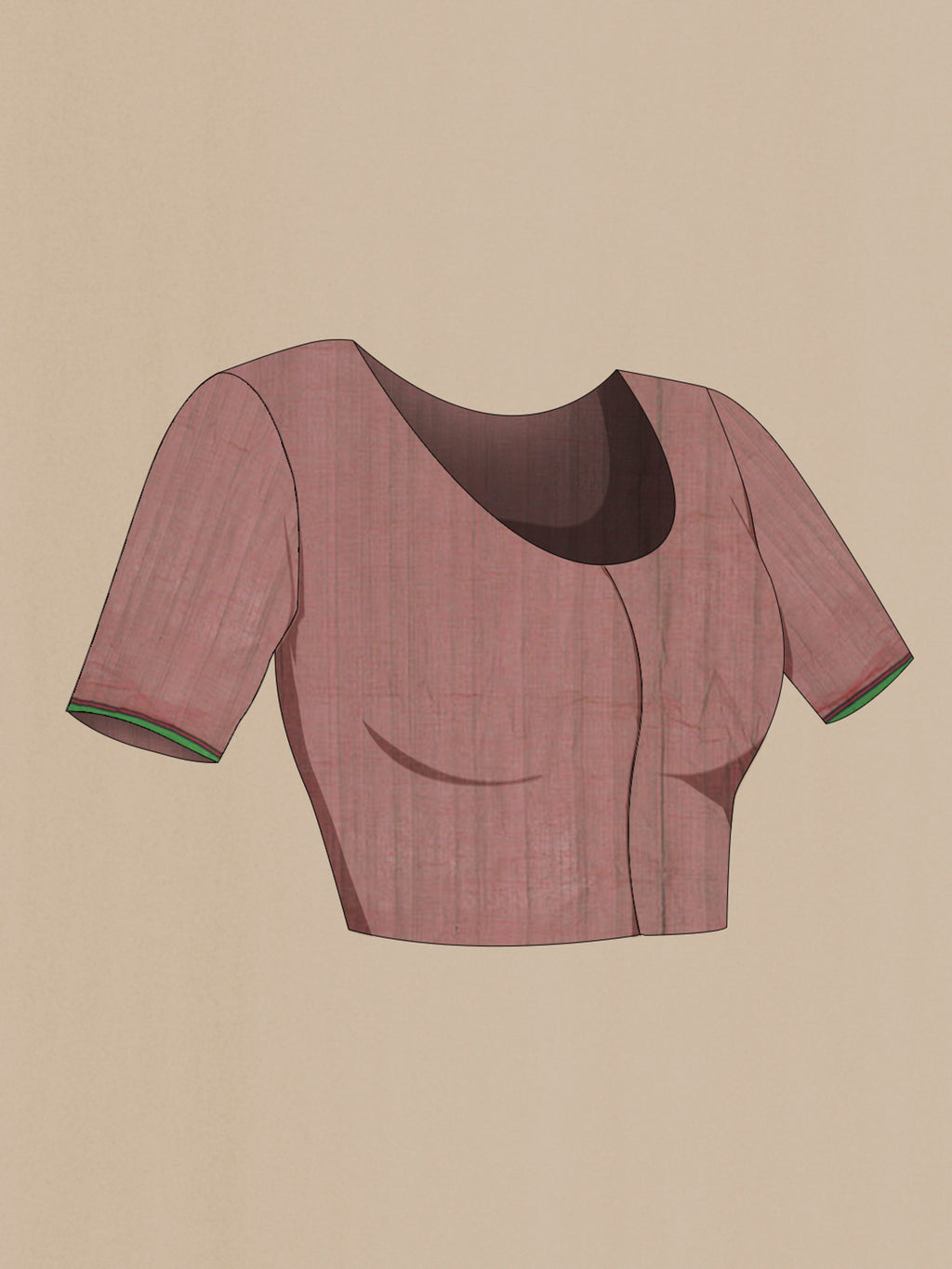 Close up image of the blouse of Red with Green Dual Tone Coimbatore Cotton Saree with Thread Butta on the body and Plain Border. 
