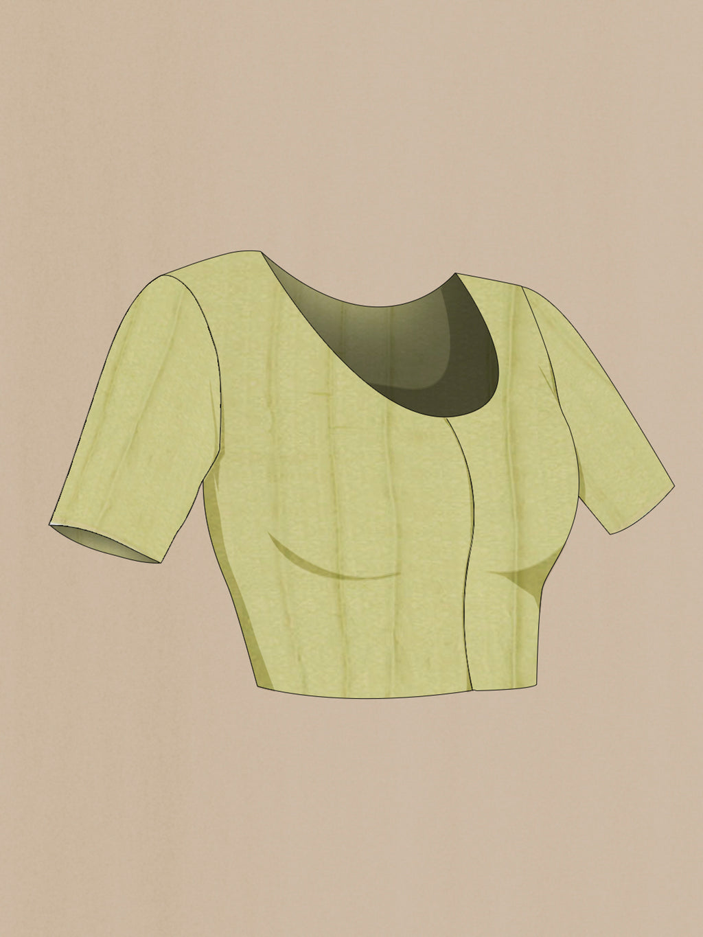Close up image of the blouse of Pista Green Chiffon Saree with Plain Body and Zari Border. 