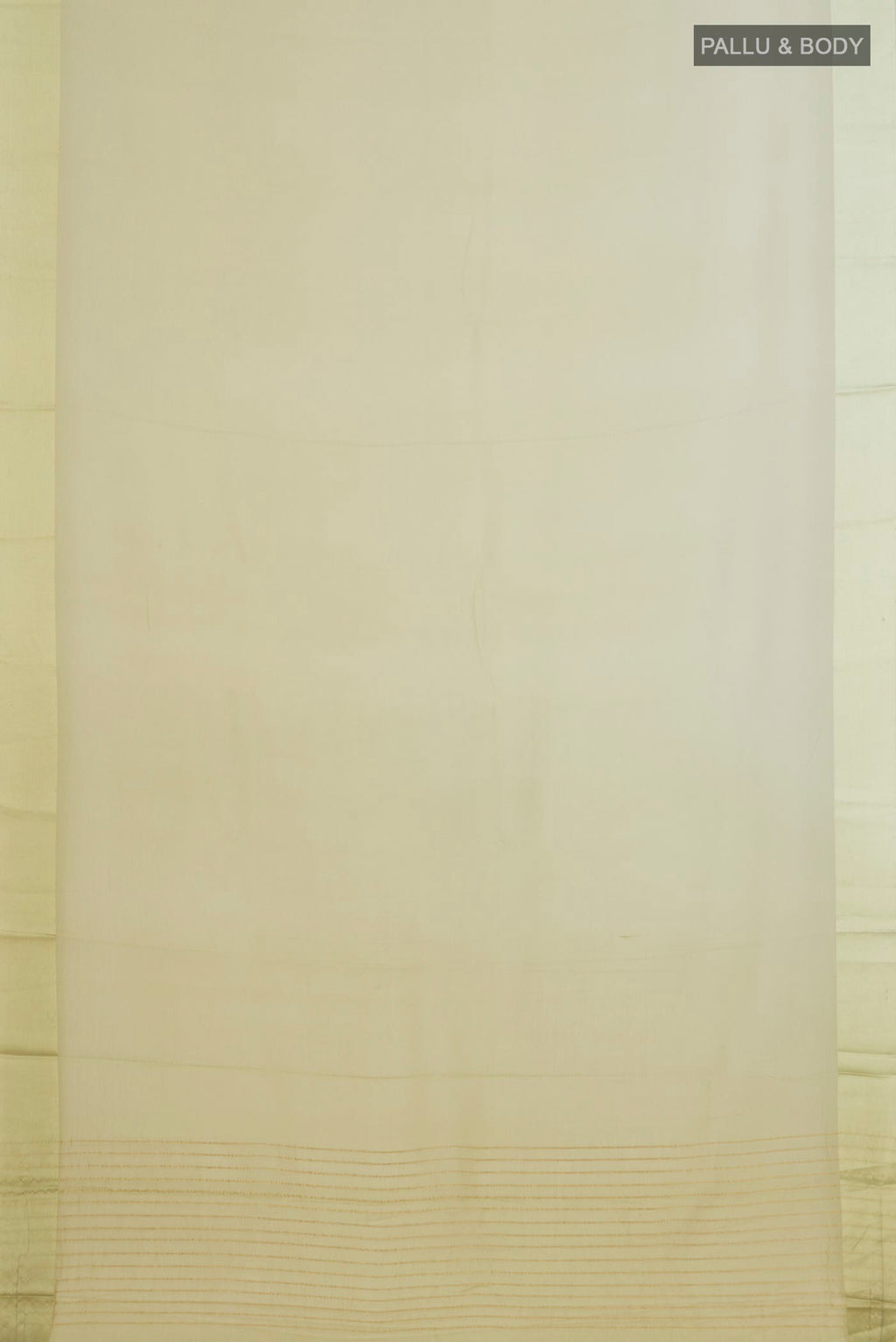 Flat view of Light Green Chiffon Saree with Plain Body and Plain Border. 