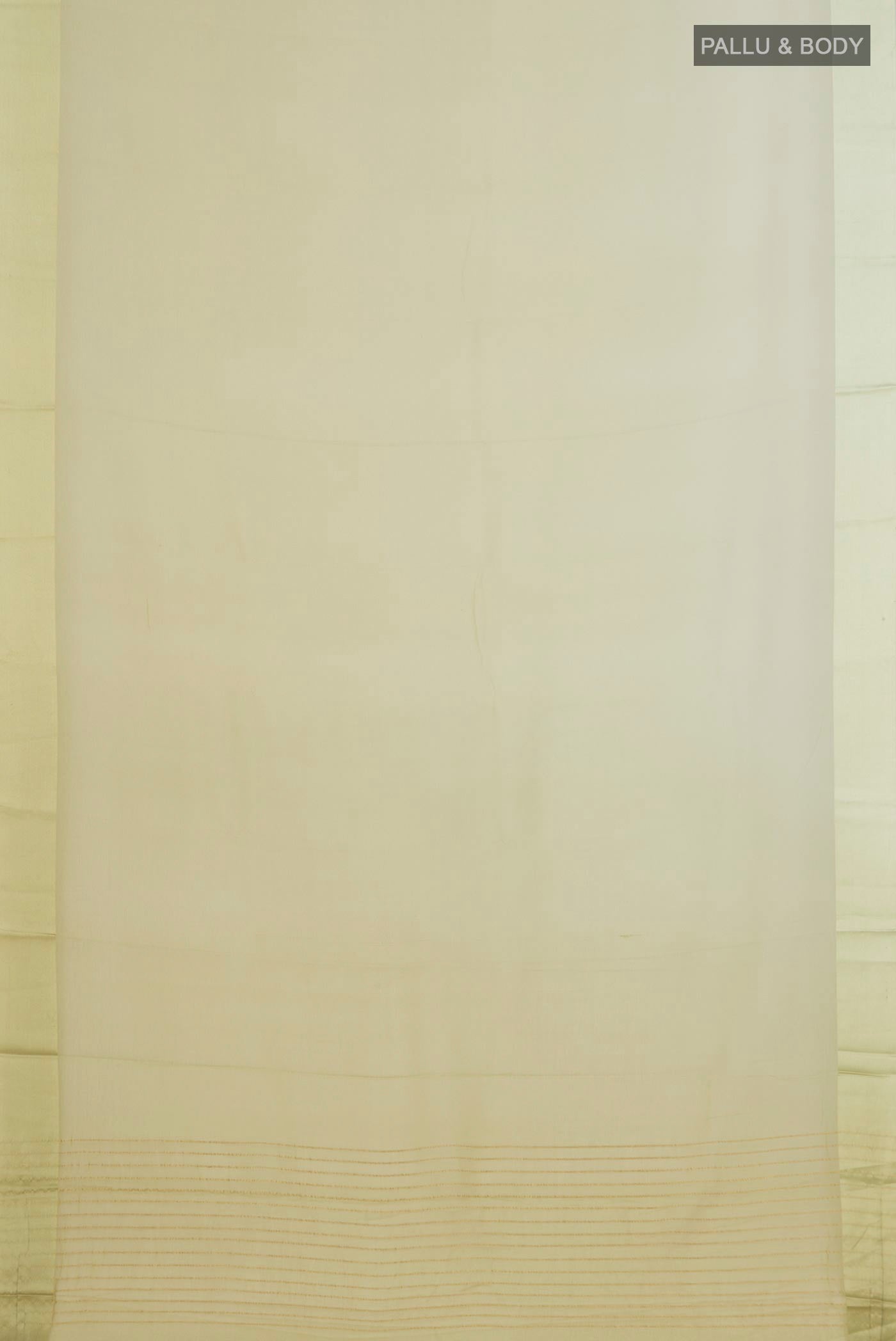 Flat view of Light Green Chiffon Saree with Plain Body and Plain Border. 