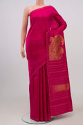 Pure Silk Pure Zari Pink Kanjivaram Saree with Zari Butta on the body and Thin Zari Line.  displayed on a mannequin