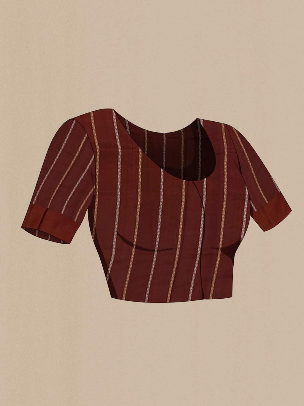 Close up image of the blouse of Brown Banarasi Katan Silk Saree with Fancy on the body and Fancy Border. 