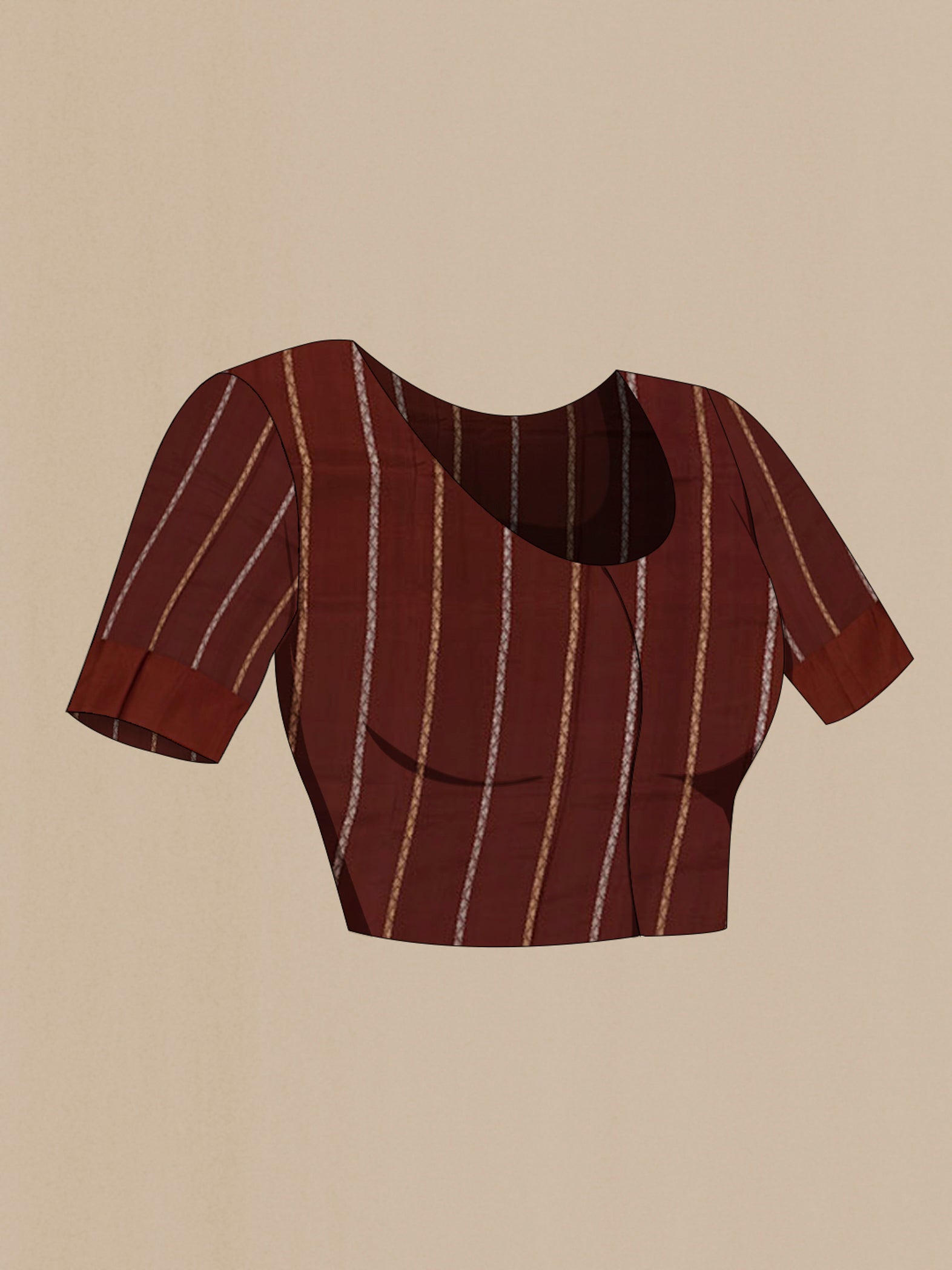Close up image of the blouse of Brown Banarasi Katan Silk Saree with Fancy on the body and Fancy Border. 