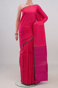 Pink Kanjivaram Silk Saree with Checked design on the body and Without Border.  displayed on a mannequin
