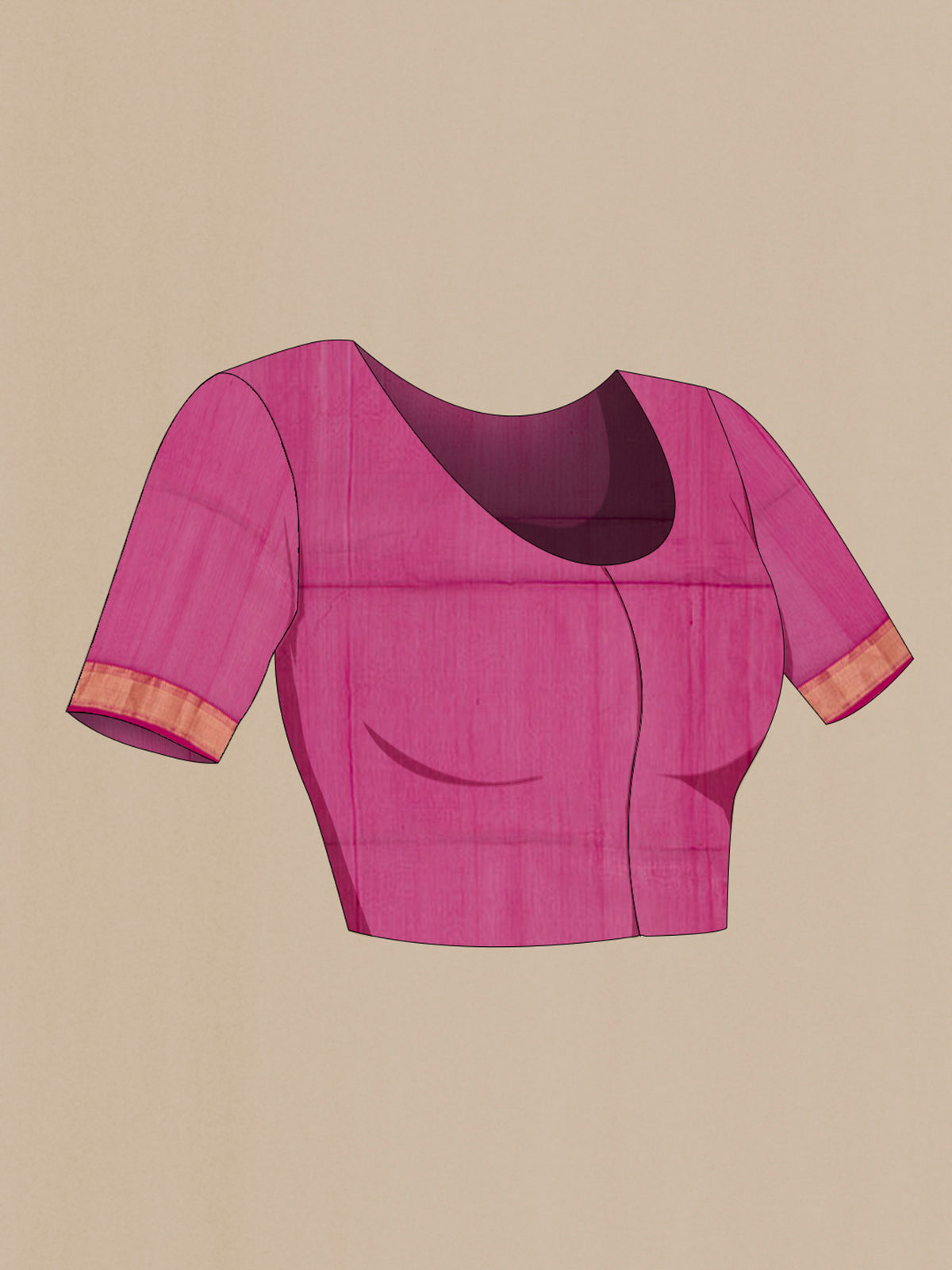 Close up image of the blouse of Blue Maheshwari Silk Cotton Saree with Plain Body and Zari Border. 
