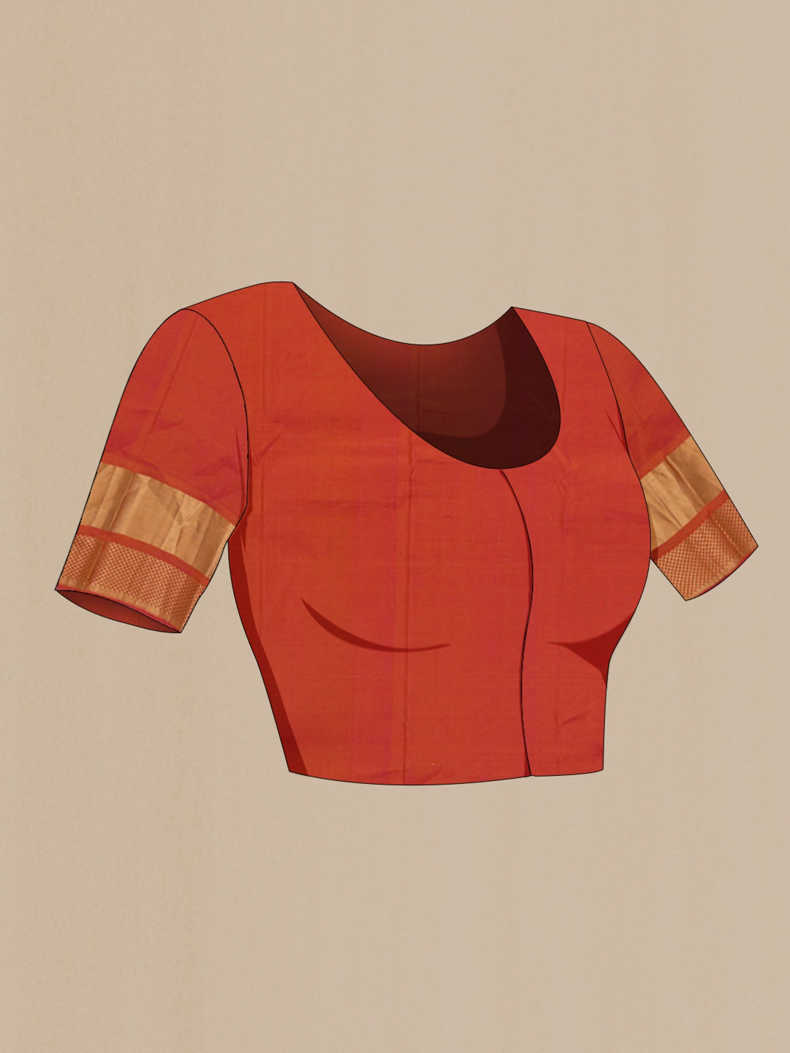 Close up image of the blouse of Yellow Kanchipuram Saree with Zari Butta on the body and Zari Border. 