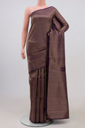 Violet Kanchipuram Saree with Zari Brocade on the body and Zari Border.  displayed on a mannequin