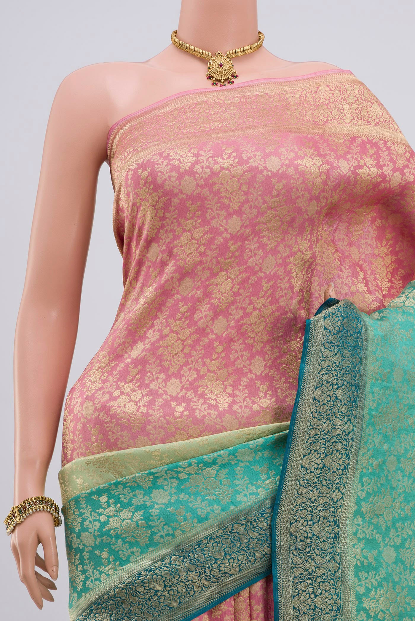 Border image of Multi Color Crepe Saree with Fancy on the body and Zari Border. 