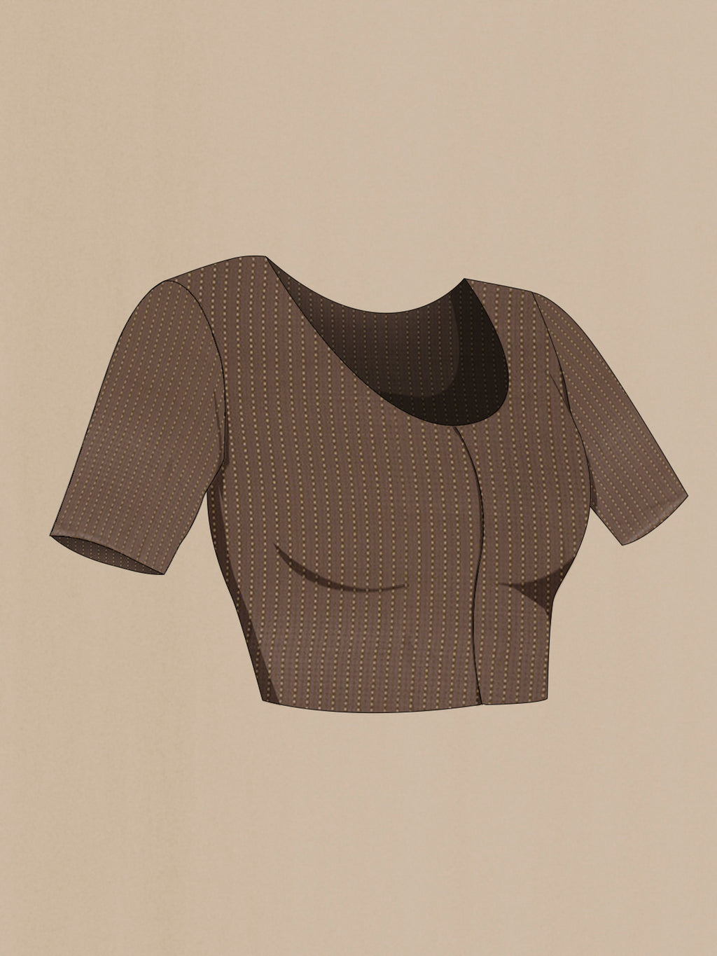 Close up image of the blouse of Grey Crepe Saree with Plain Body and Fancy Border. 