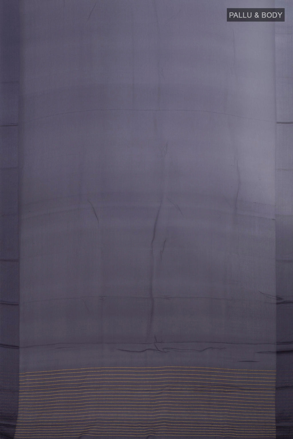 Flat view of Grey Chiffon Saree with Plain Body and Plain Border. 