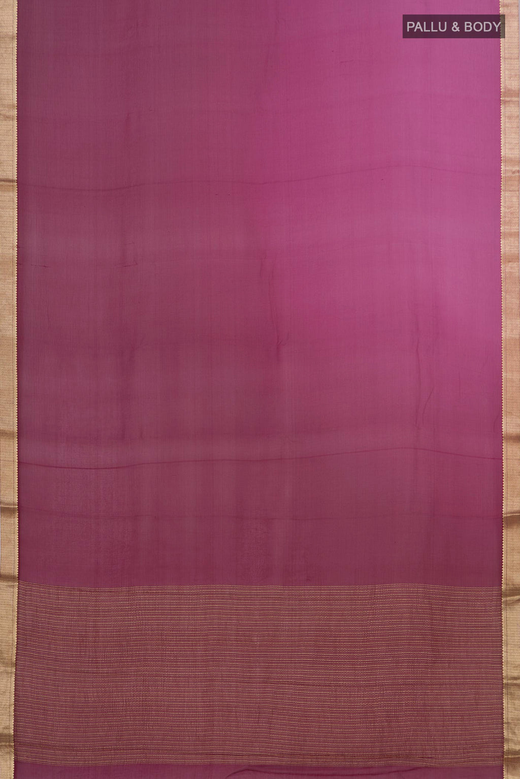 Flat view of Magenta Chiffon Saree with Fancy on the body and Zari Border. 