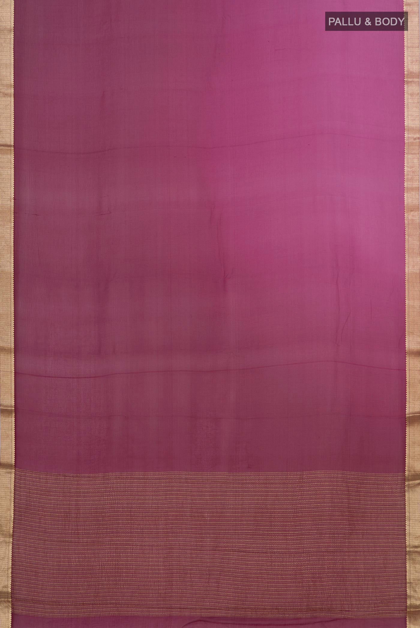 Flat view of Magenta Chiffon Saree with Fancy on the body and Zari Border. 