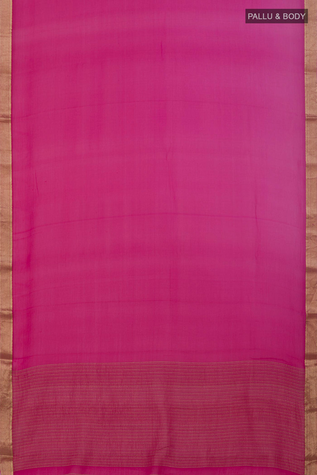Flat view of Multi Color Mysore Chiffon Saree with Ombre design on the body and Zari Border. 