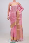 Pink Soft Silk Saree with Jacquard With Zari Butta on the body and Zari Border.  displayed on a mannequin