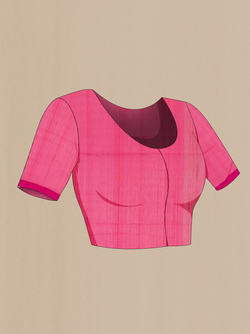 Close up image of the blouse of Pink Coimbatore Silk Cotton Saree with Thread Butta on the body and Plain Border. 