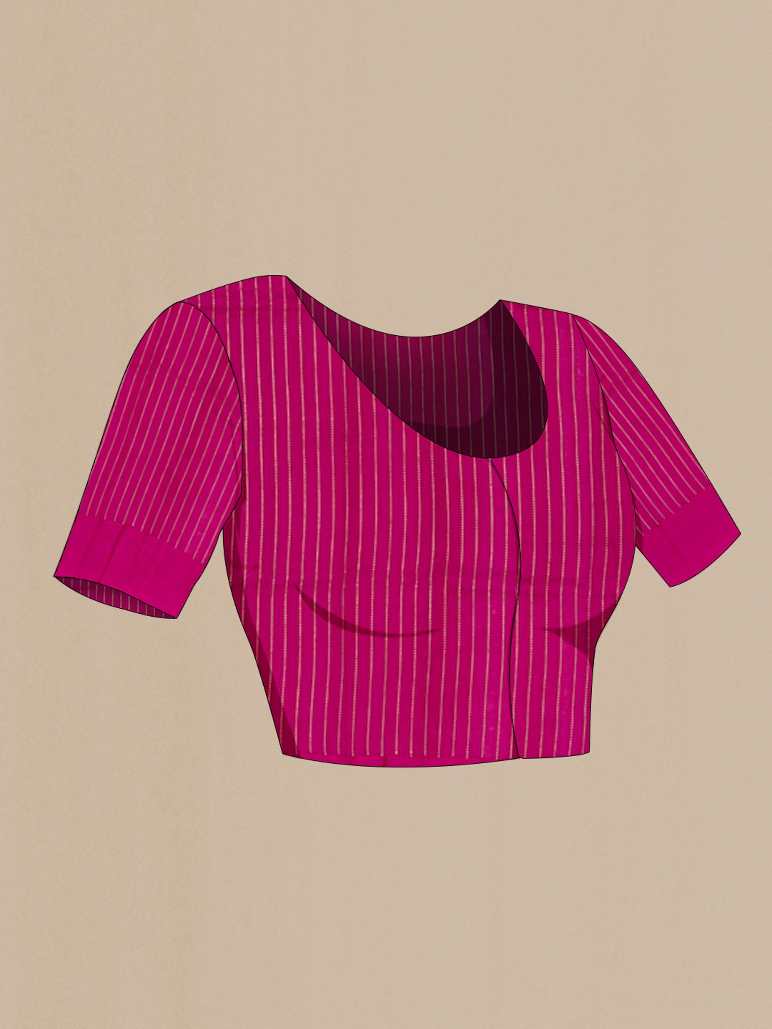 Close up image of the blouse of Pink Banarasi Katan Silk Saree with Zari Butta on the body and Fancy Border. 
