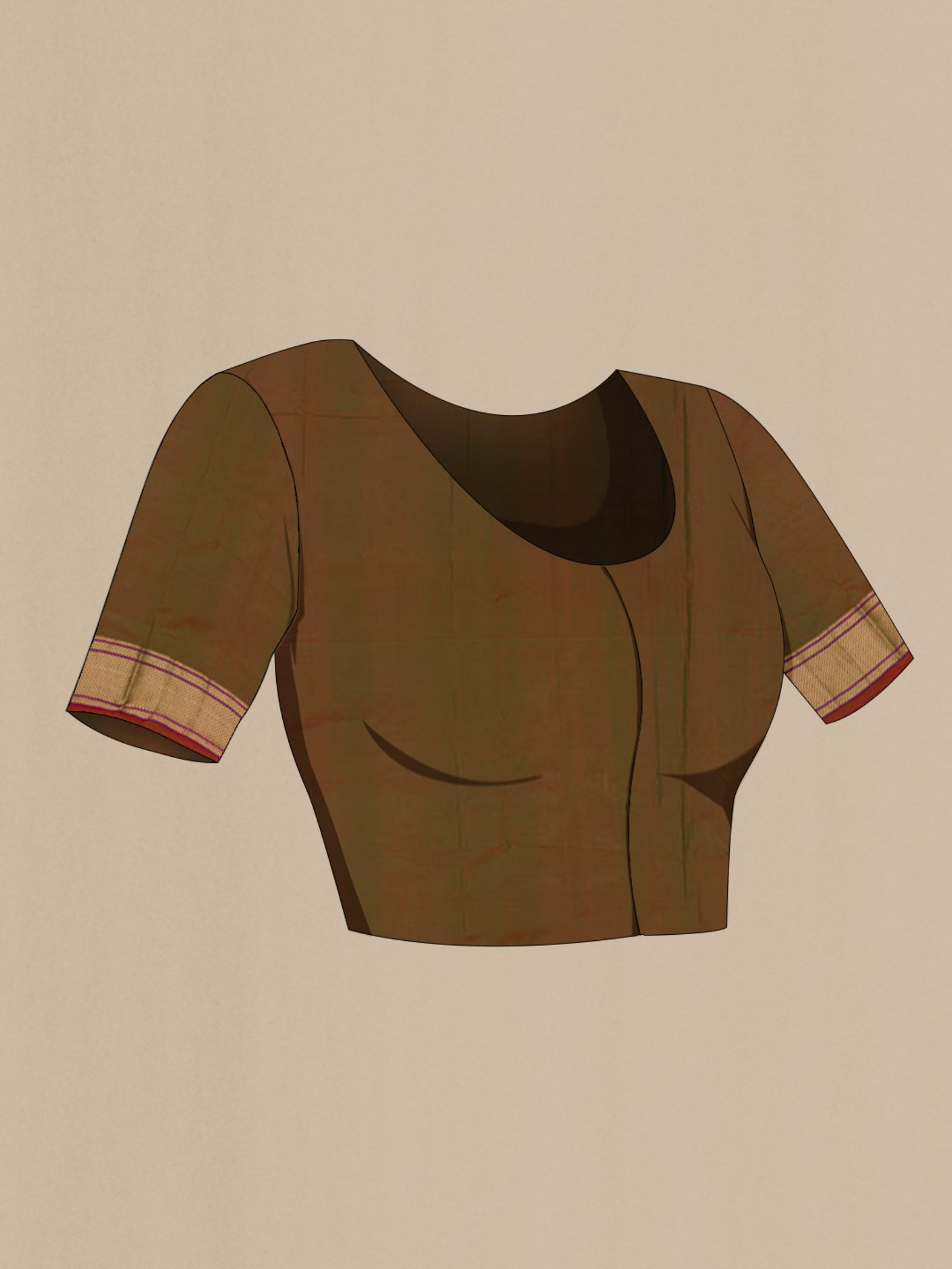 Close up image of the blouse of Green Bangalore Silk Saree with Zari Butta on the body and Zari Border. 